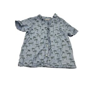 Monoprix‎ Kids Palm Tree Shirt Size 8 Blue Tropical Button Up Resort
